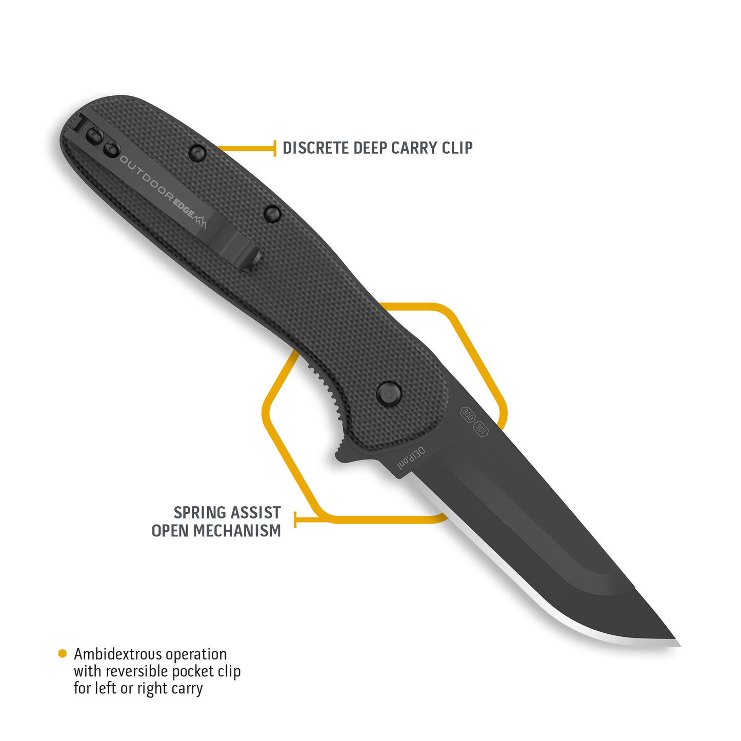 361078 ~ OUT EDGE RAZOR BLK G-10 ASSIS