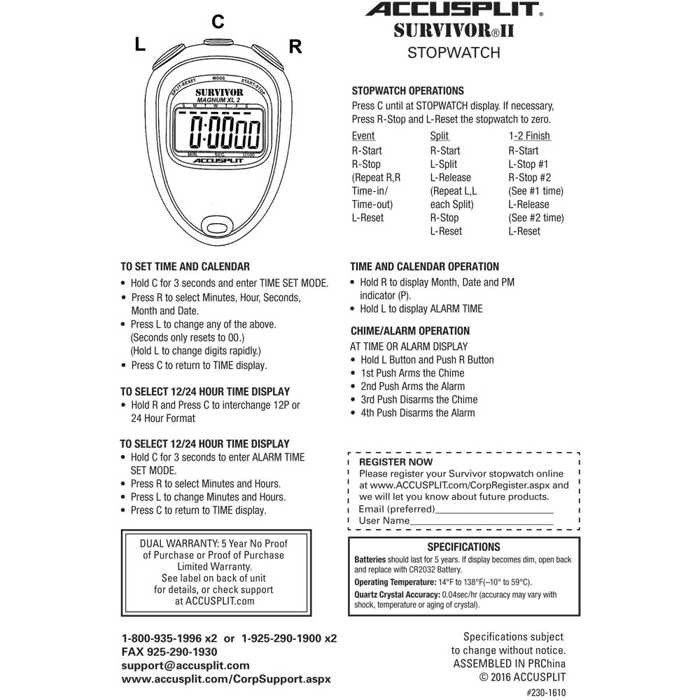 A3350 ~ ACCUSPLIT STOPWATCH S1XBX100