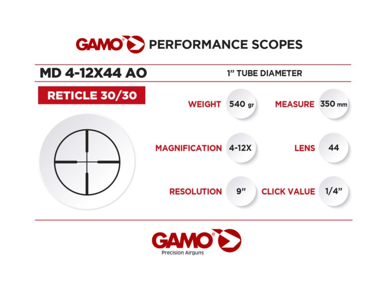 16105 ~ GAMO 4-12X44AO MD SCOPE