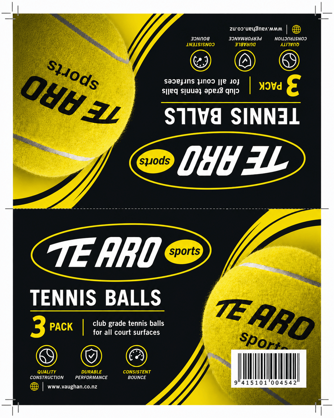 6210672    ~ TE ARO TENNIS BALL YELLOW 3BAG