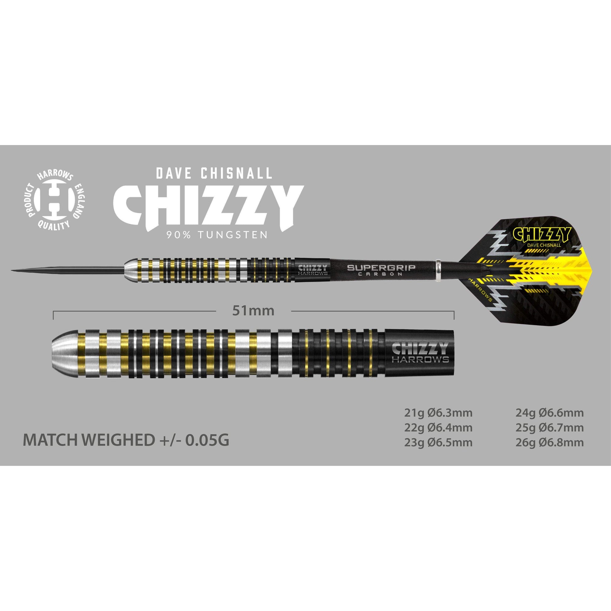 Harrows MULTI-ITEM G1003123   ~ HARROWS CHIZZY 90% DARTS New zealand nz vaughan
